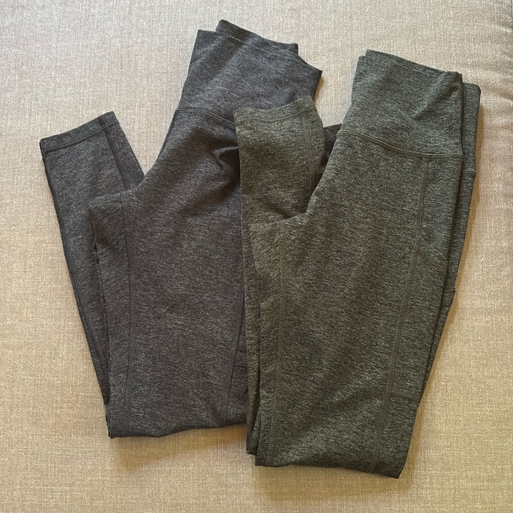 TWO Pair - Offline & chill play move Aerie Blue + Green High Waisted Leggings